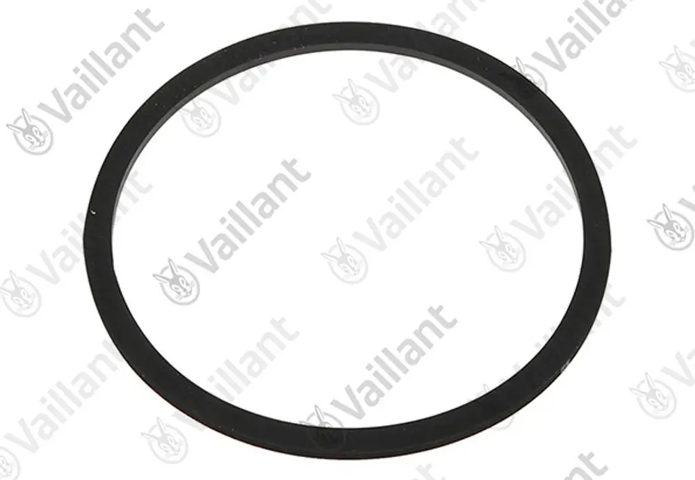 Schwarzer O-Ring auf heller Unterlage, geeignet für Anwendungen in Heiz- und Sanitärsystemen. Marke Vaillant.